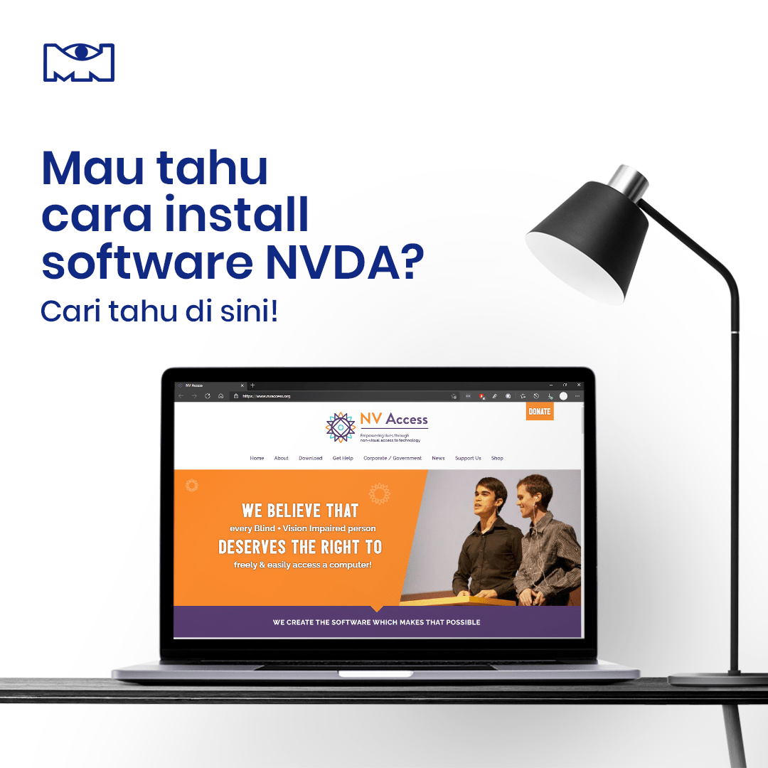 layar komputer yang menampilkan website resmi NVDA